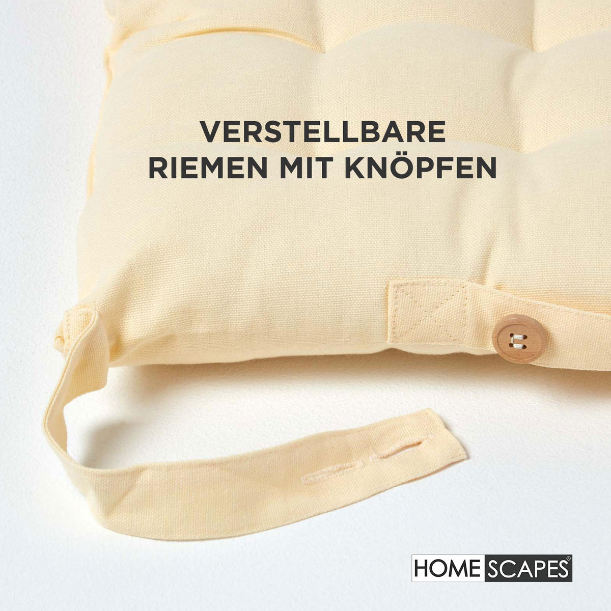 STUHLKISSEN 6er-Set creme 40/40/6,5 cm - Creme, Textil (40/40/6.5cm) - Homescapes