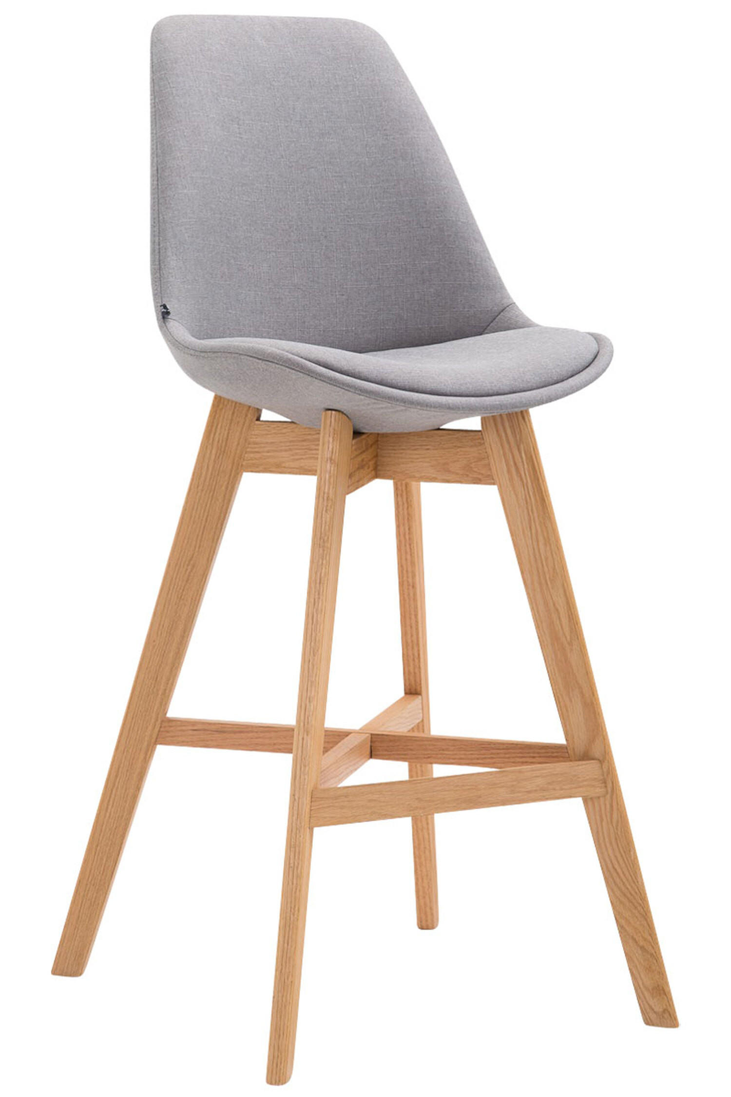 BARHOCKER Canada, Gestell Narura, Stoff Grau - Naturfarben/Grau, Holz/Textil (48/100/56cm) - TPFLiving