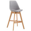BARHOCKER Canada, Gestell Narura, Stoff Grau - Naturfarben/Grau, Holz/Textil (48/100/56cm) - TPFLiving