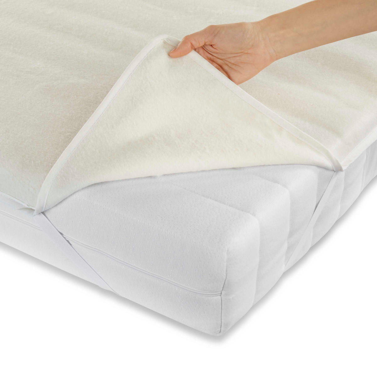 MATRATZENAUFLAGE, Molton, aus 100% Baumwolle, Größe: 90 x 200 cm - Weiß, Naturmaterialien/Textil (90/200cm) - Betten-ABC