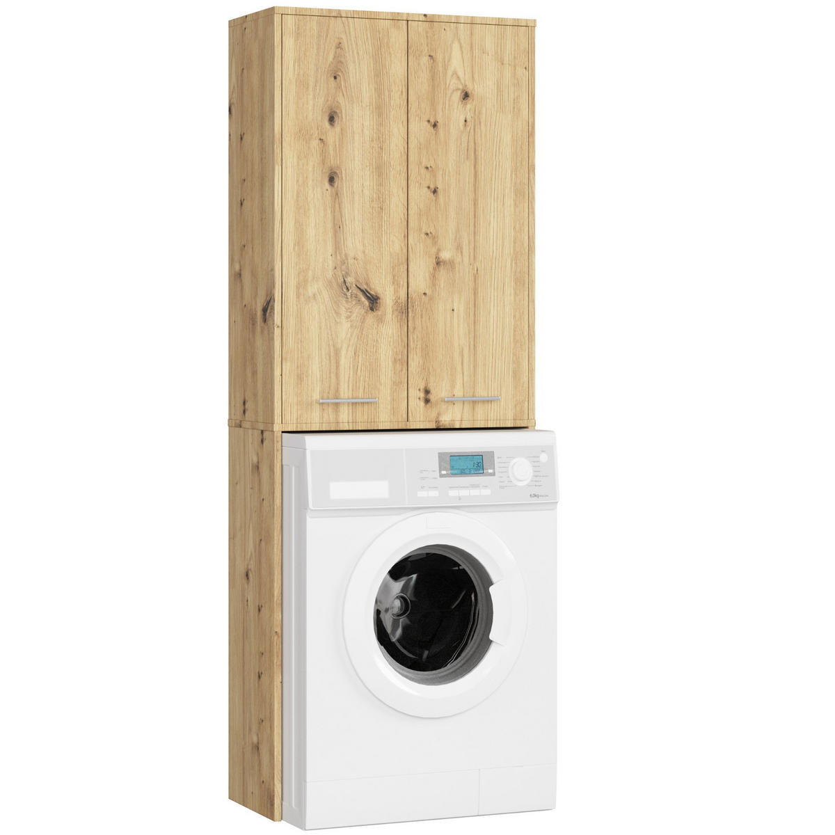 WASCHMASCHINENSCHRANK FIN Eiche Artisan 30x64x180 cm - Silberfarben/Eiche Artisan, Holzwerkstoff/Kunststoff (64/180/30cm) - Akord