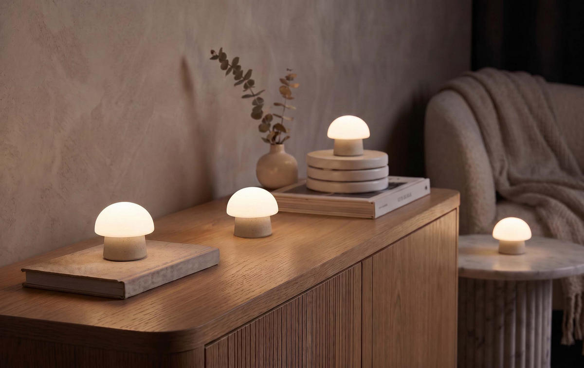 LED-PILZLEUCHTE Mushroom Lounge Lights 6 cm 4er-Set beige - Beige, Kunststoff (6/6/6cm) - Northpoint