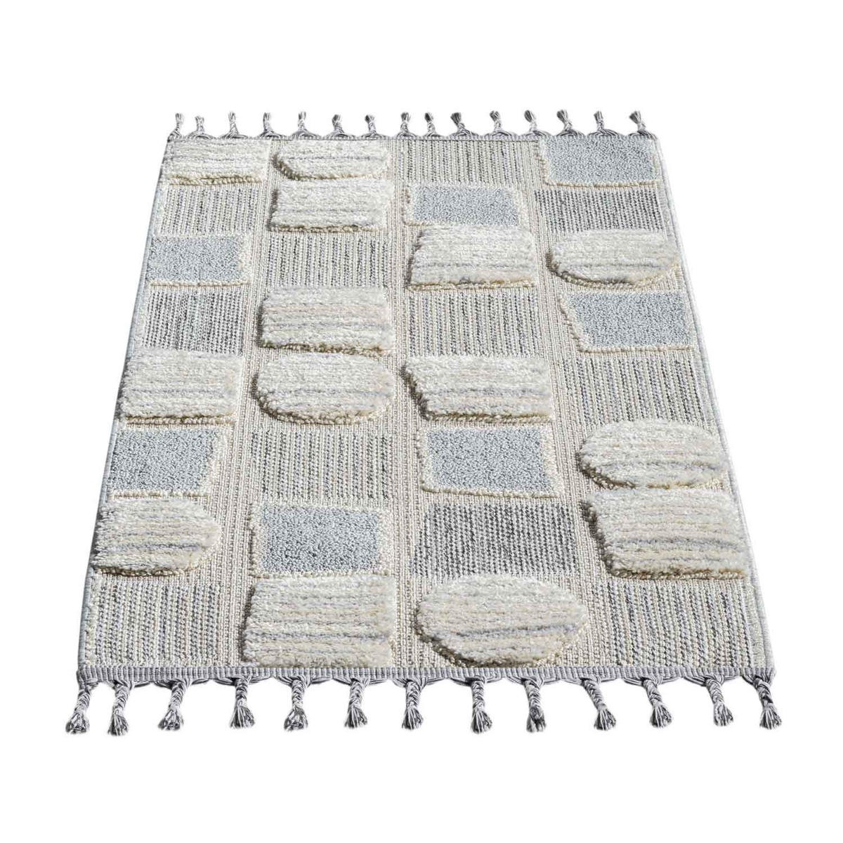 KURZFLOR-TEPPICH Valencia 950 Creme 80x150 cm - Blau/Creme, Textil (80/150cm) - carpet city