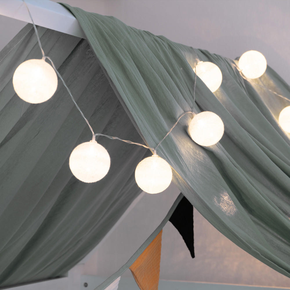 LED-LICHTERKETTE NINO - Weiß, Holz/Textil (6/6/320cm) - Home Deluxe