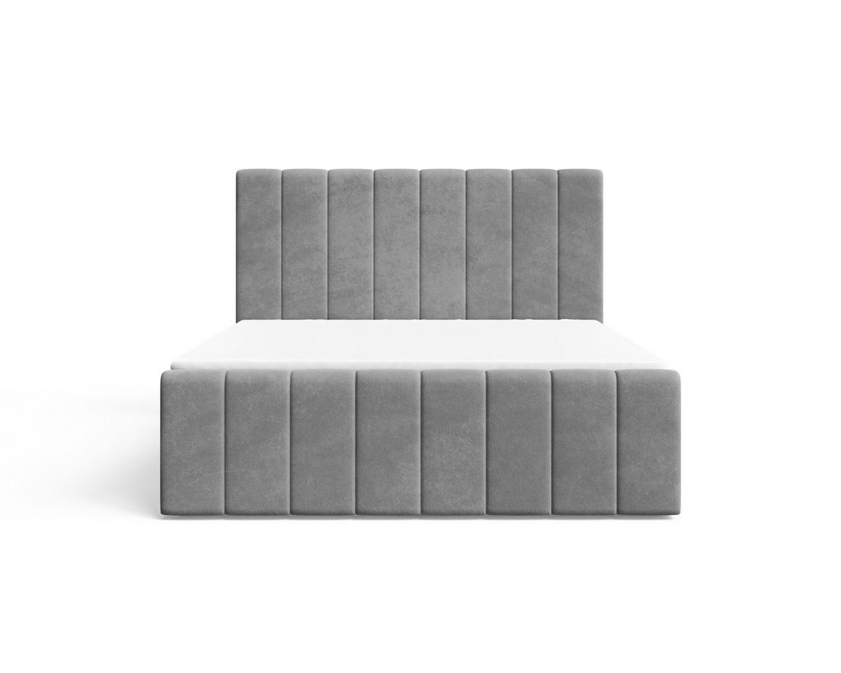 BOXBETT 01 BIS 140 x 200 cm - Manila - Modernes Polsterbett mit Bettkasten inkl. PU-Schaum-Topper und Federmechanismus - Dunkelgrau, Holz (140/200cm) - ROYAL24_MARKT