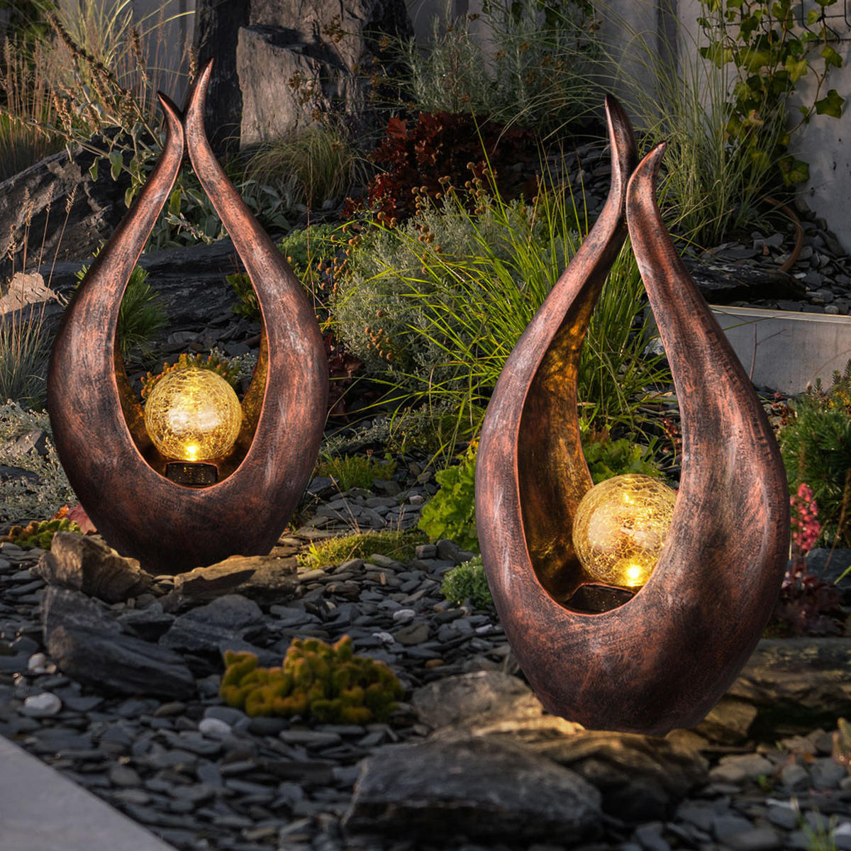 LED AUSSENLEUCHTE MONA Bronze Glas - Bronzefarben, Glas/Kunststoff (13/47.5/25cm)