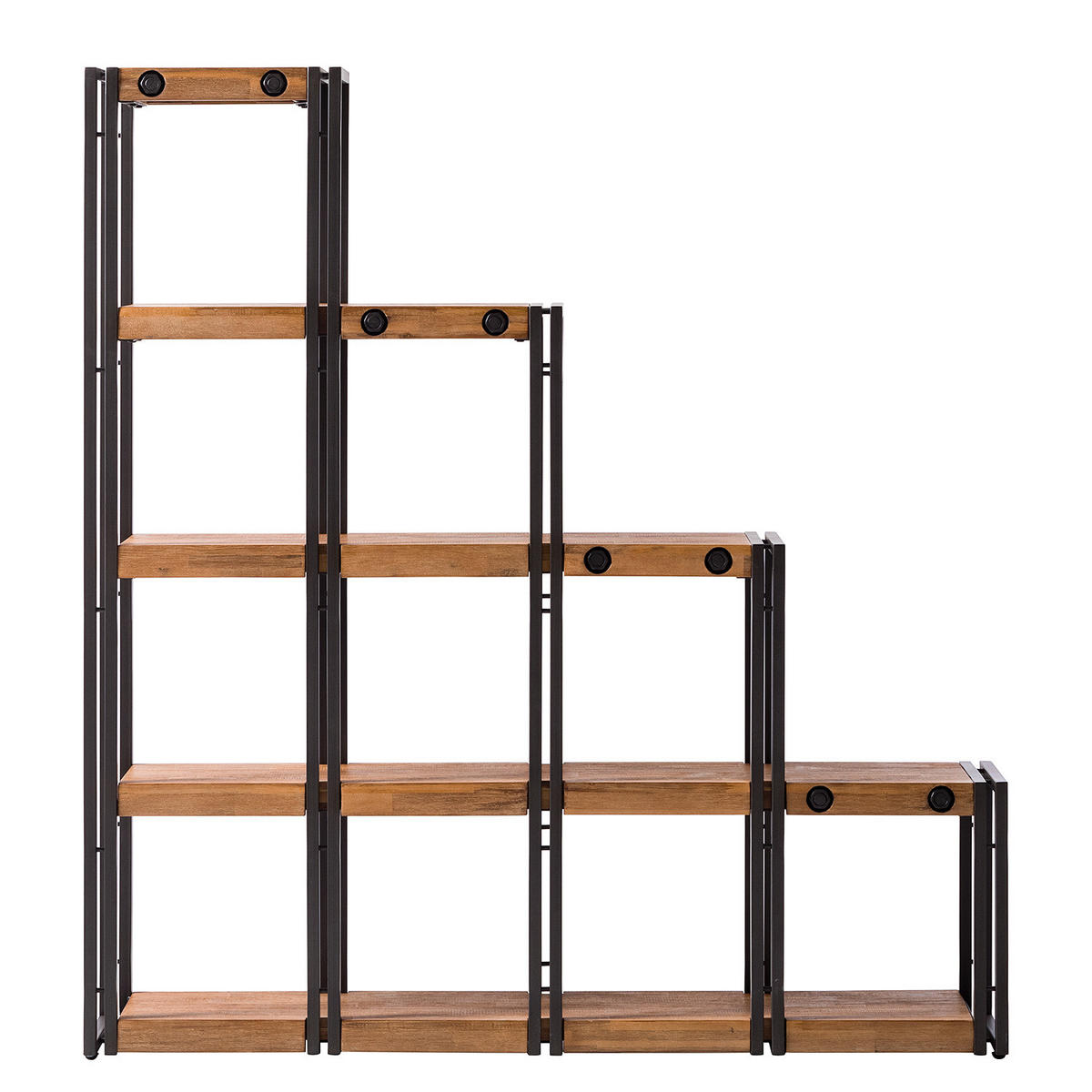 STUFENREGAL - Akazie massiv / Metall - Akaziefarben, Holz (140/150/25cm) - home24