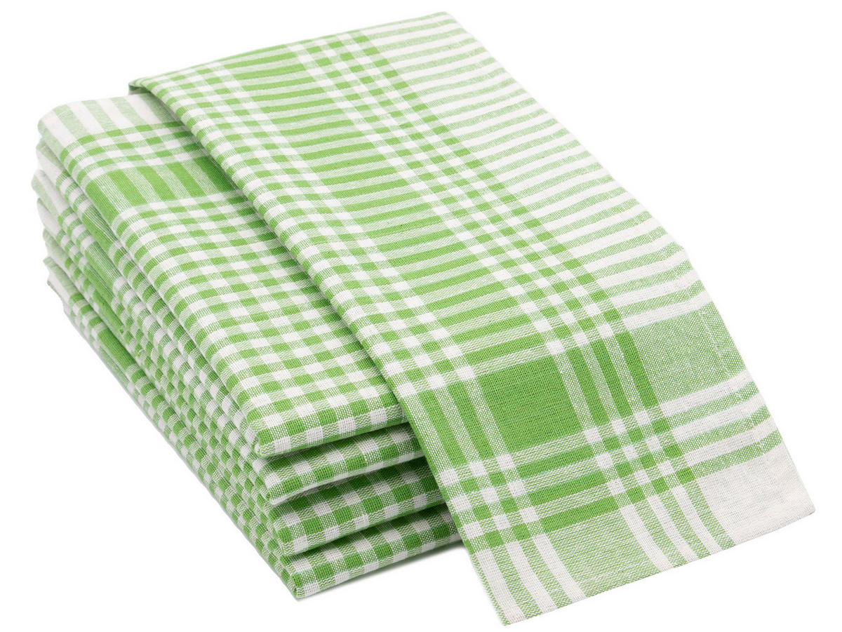 GESCHIRRTÜCHER, 5er-Set, 50x70 cm, 100% Baumwolle, Grün - Grün, Textil (50/70cm) - Zollner