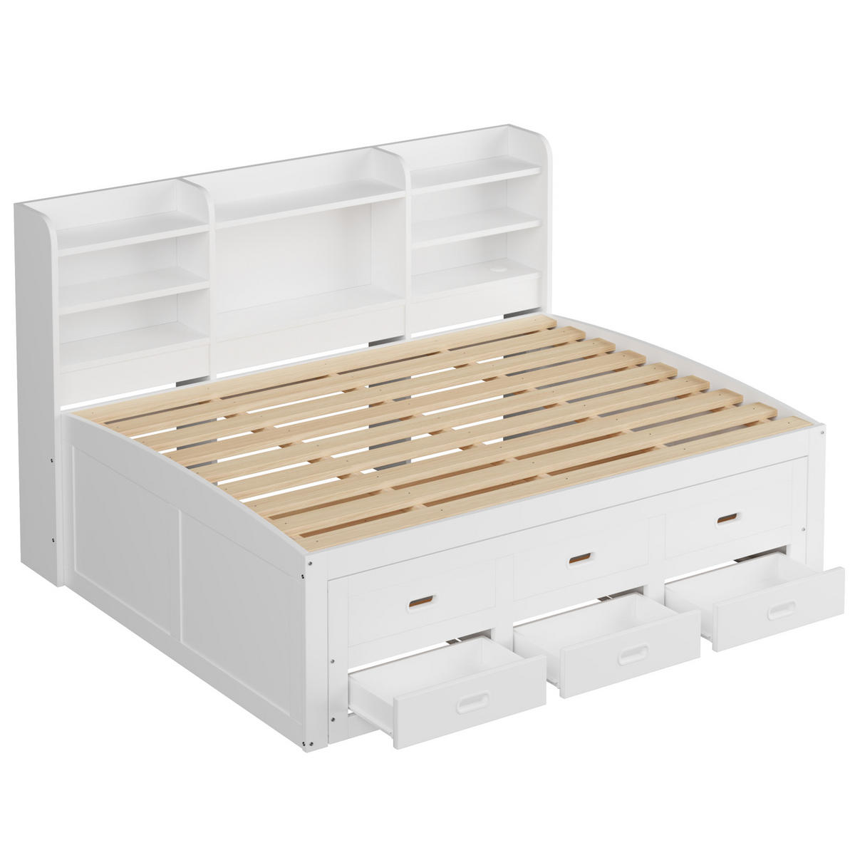 POLSTERBETT aus Spanplatte und MDF 140x200 cm in Weiß mit LED & USB-C - Weiß, Holzwerkstoff (140/200cm) - Modfu
