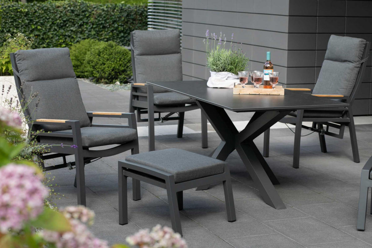 TISCH Malaga 200 x 90 cm dark grey Aluminium - Grau, Metall (200/90/76cm) - Mr. Deko