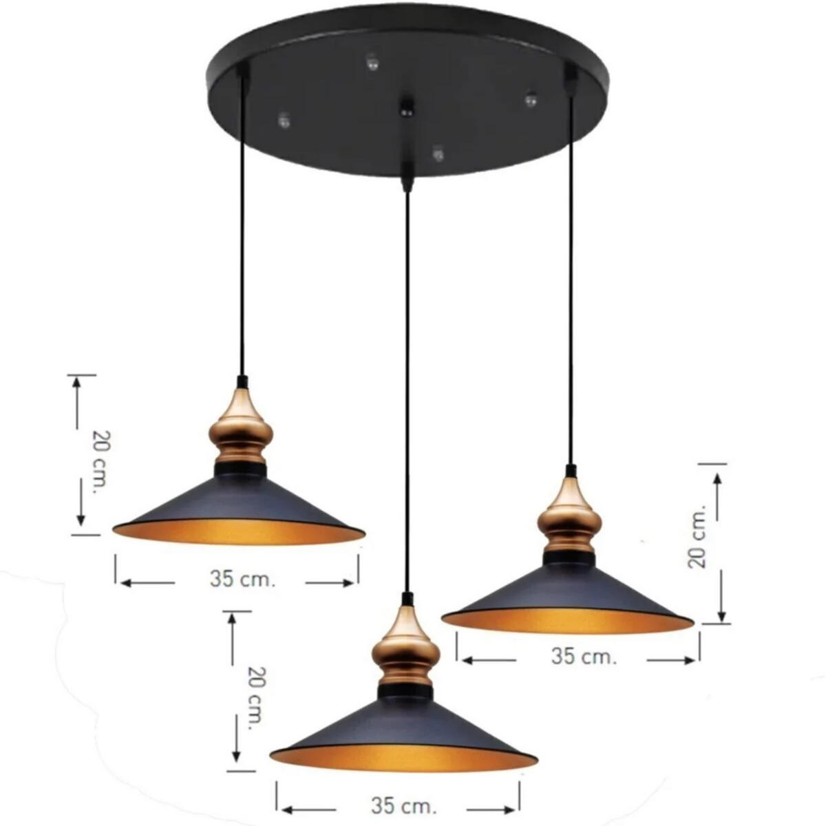 PENDELLEUCHTE Linearit�t 3-tlg - Schwarz, Metall (35/35/23cm) - Bamyum