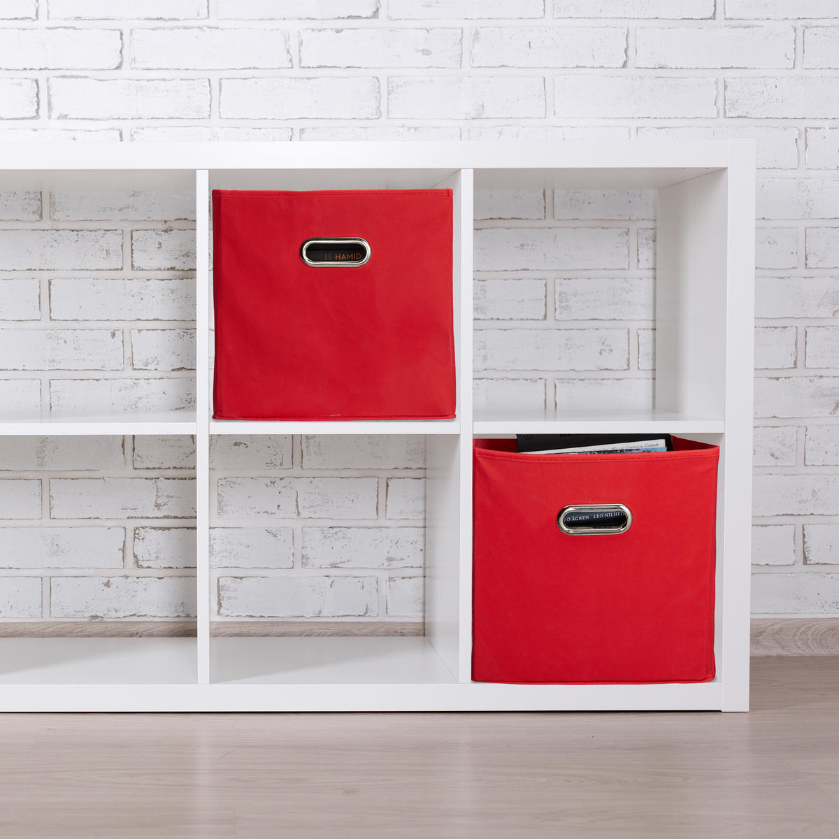 4XAUFBEWAHRUNGSBOX - Rot, Wellpappe/Textil (30/30/30cm) - Relaxdays