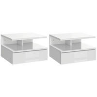 NACHTSCHRANK 2er-Set DE-12908 Schublade und offenes Fach Weiß - Weiß, Holzwerkstoff (32/22.5/35cm) - ComfortXL