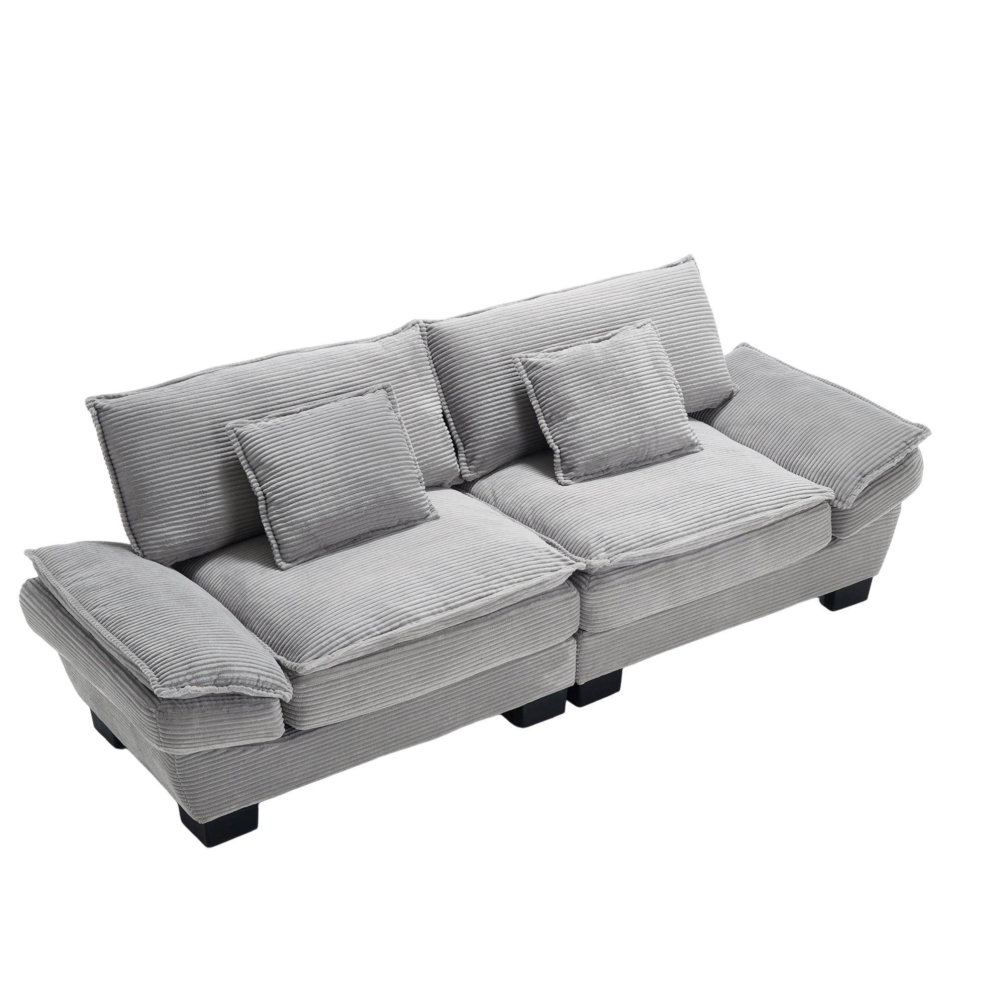 SOFA 2-Sitzer ultratiefer Sitz ca. 224 x 81 x 81 cm Samt Light Gray - Hellgrau, Kunststoff (224/81/81cm) - Meubliv
