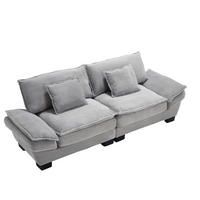 SOFA 2-Sitzer ultratiefer Sitz ca. 224 x 81 x 81 cm Samt Light Gray - Hellgrau, Kunststoff (224/81/81cm) - Meubliv