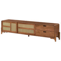 TV-BOARD Mango/Seegras 220x40x50 hellbraun lackiert MIZUMI #105 - Braun, Holz (220/50/40cm) - Massivmoebel24