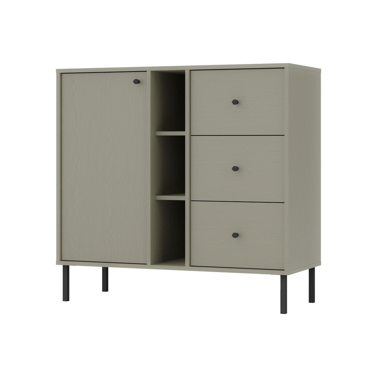 KOMMODE TORINO 100/95/41 cm mit 3 Schubladen 1 Türen Hellgrün - Hellgrün, Holzwerkstoff (100/95/41cm) - MASSENO