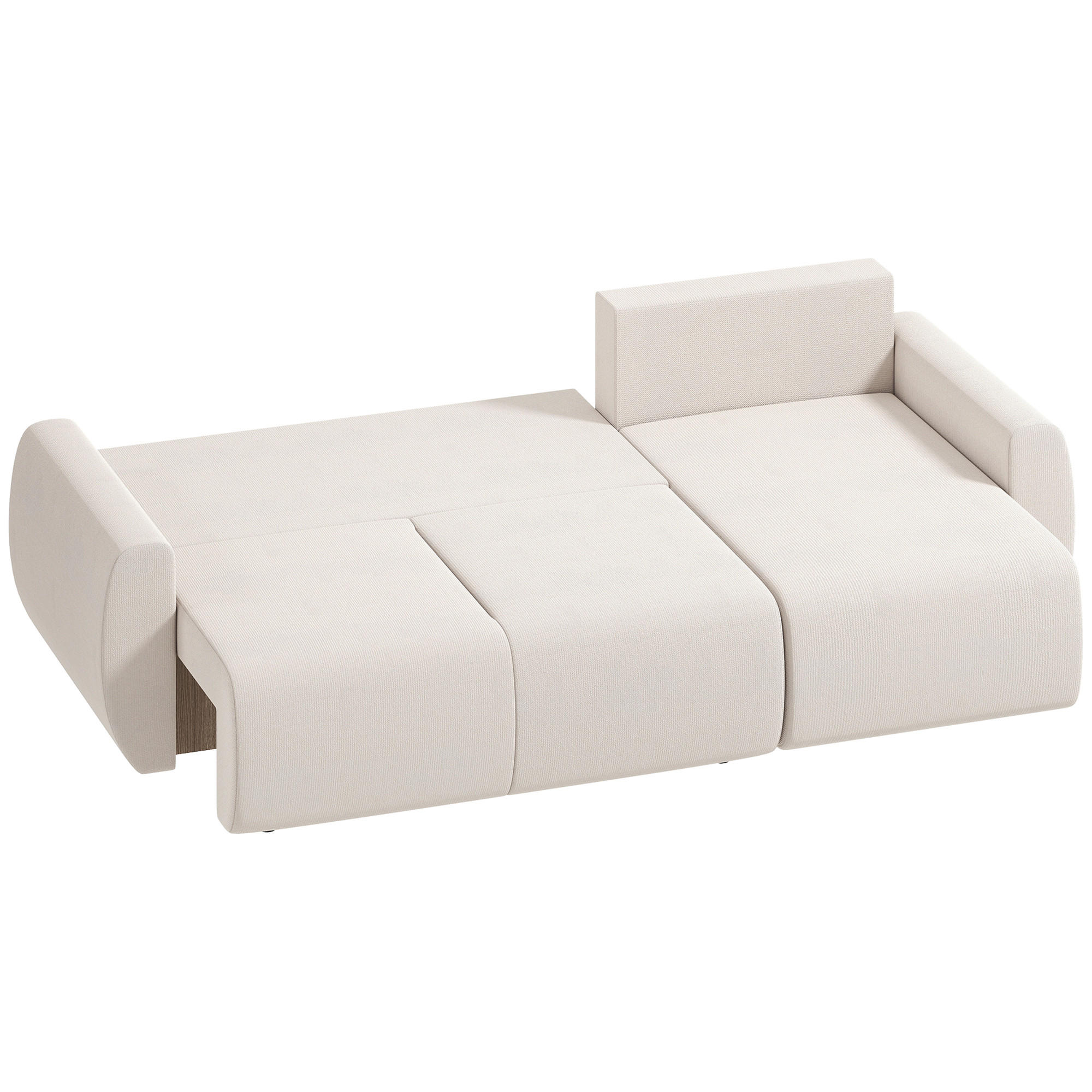 SCHLAFSOFA Veloursbezug Cremeweiß - Creme/Weiß, Holzwerkstoff/Kunststoff (140/90/250cm) - HOMCOM