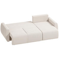 SCHLAFSOFA Veloursbezug Cremeweiß - Creme/Weiß, Holzwerkstoff/Kunststoff (140/90/250cm) - HOMCOM