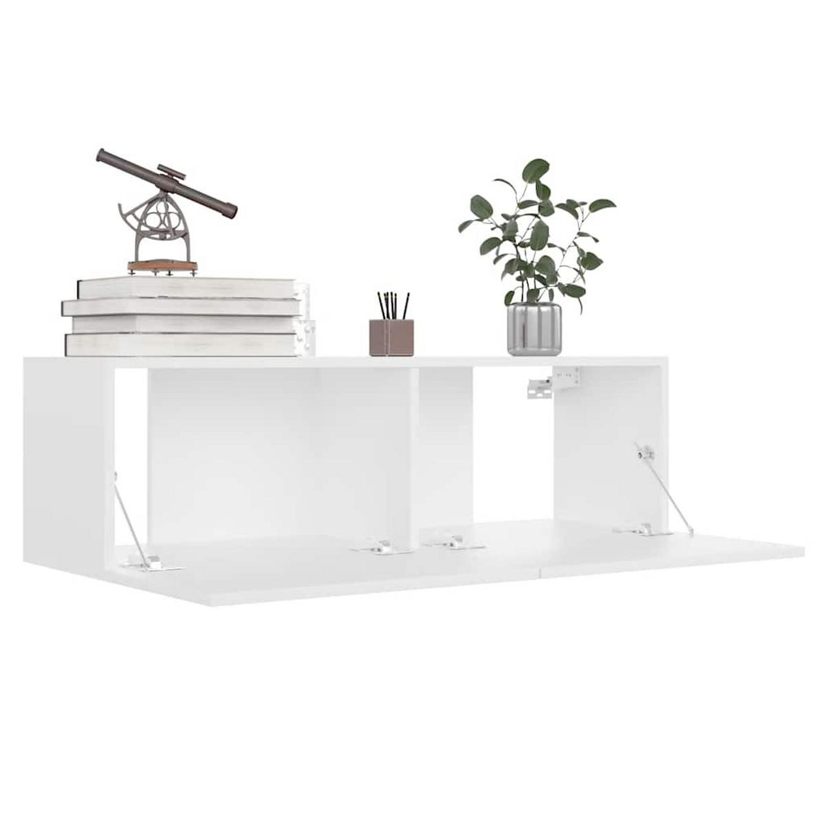TV-SCHRANK Weiß 100x30x30 cm Holzwerkstoff - Weiß, Holzwerkstoff (100/30/30cm) - furnicato