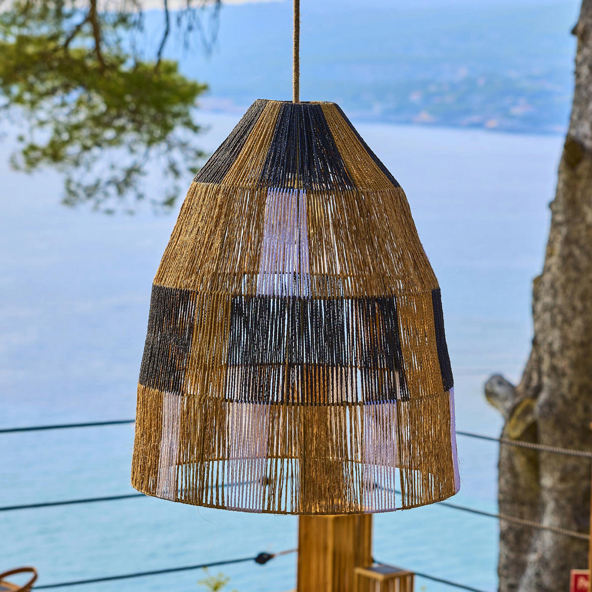 ZAHARA D50CM 5M netzbetriebene Pendelleuchte - Beige, Naturmaterialien (50/50/58cm) - Lumisky