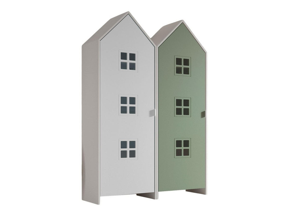 REGALSCHRANK Set Kania 115x37x171 MDF Weiß /Bunt - Weiß/Grün, Holzwerkstoff (115/171/37cm) - 58aufmkessel