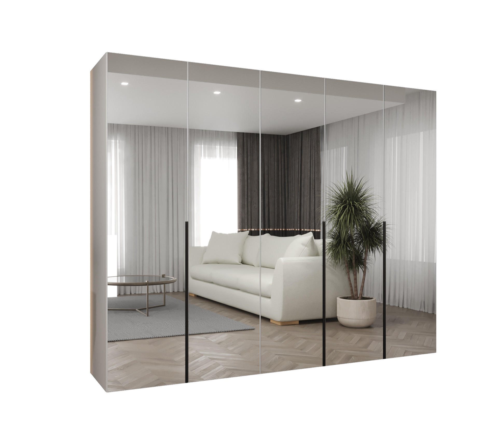 DREHTÜRENSCHRANK 202/250/52 5-türig - Schwarz/Weiß, Holz (250/202/52cm) - Abiks Möbel