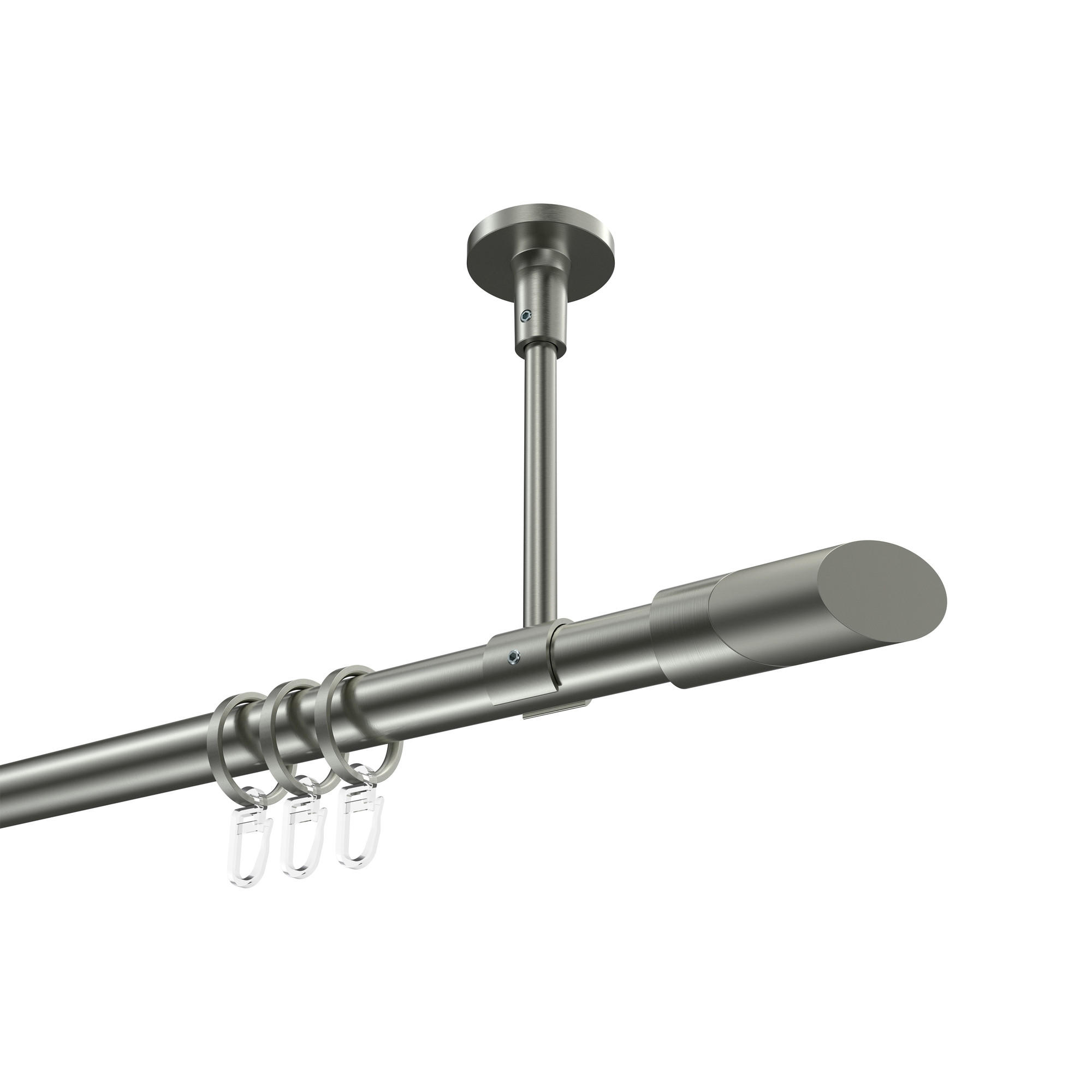 GARDINENSTANGEN-SET Sonette Verano 100 cm, 1-läufig, 20 mm Ø Edelstahl-Optik - Edelstahlfarben/Silberfarben, Metall (100cm) - INTERDECO