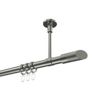 GARDINENSTANGEN-SET Sonette Verano 160 cm, 1-läufig, 20 mm Ø Edelstahl-Optik - Edelstahlfarben/Silberfarben, Metall (160cm) - INTERDECO