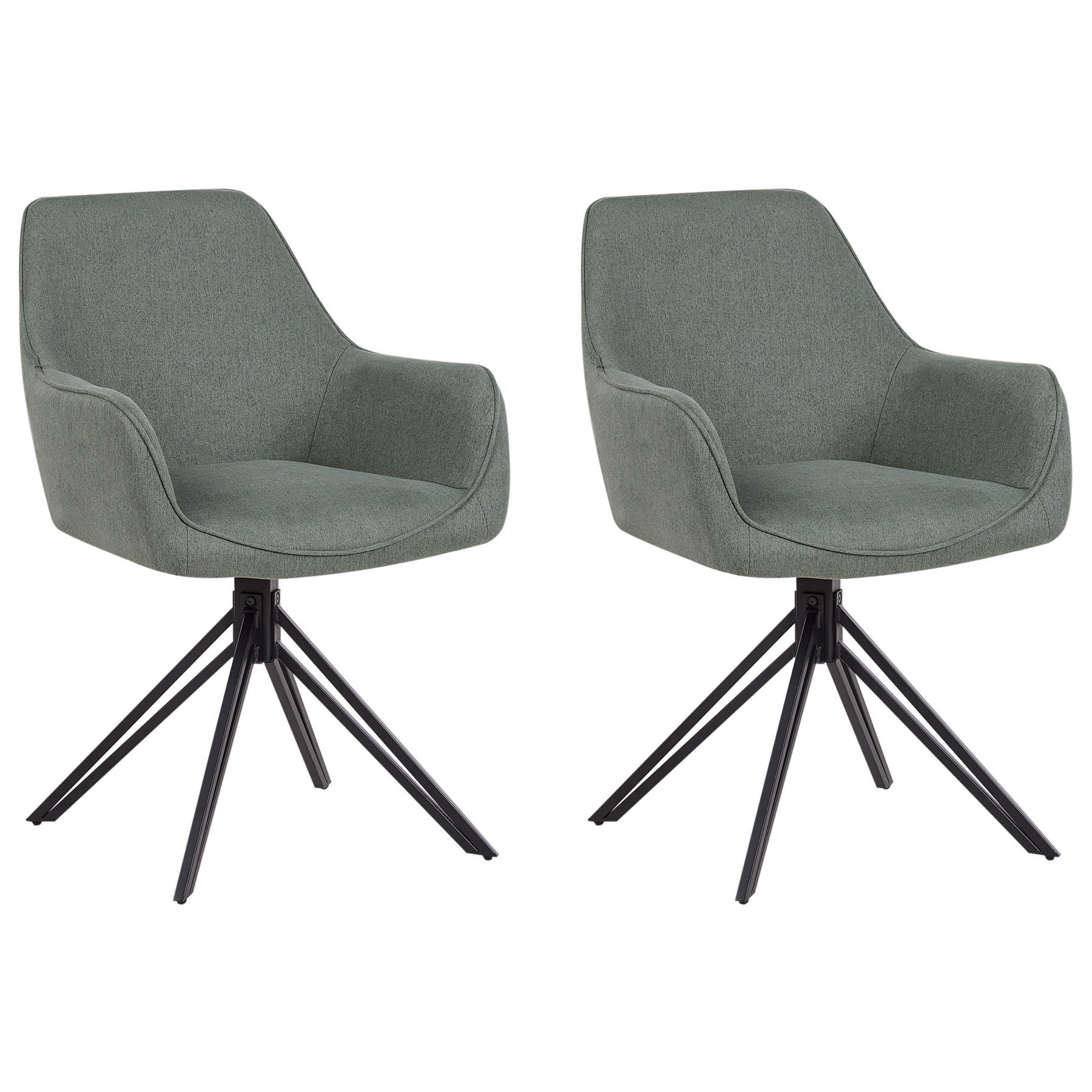 JÍDELNÍ ŽIDLE sada 2 ks Tmavě zelená Jodar - černá/tmavě zelená, textil (56/83/60cm) - Beliani