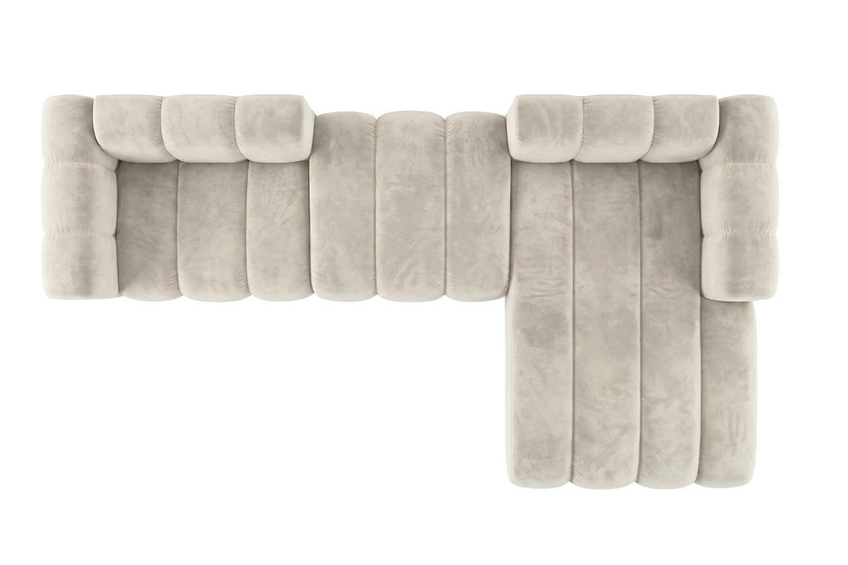 ECKSOFA Modulares In L-Form, Velvet-Stoff Riviera, Ecru, Rechts, GRAND 319 cm - Creme, Holz (319/175cm) - Kaiser Möbel