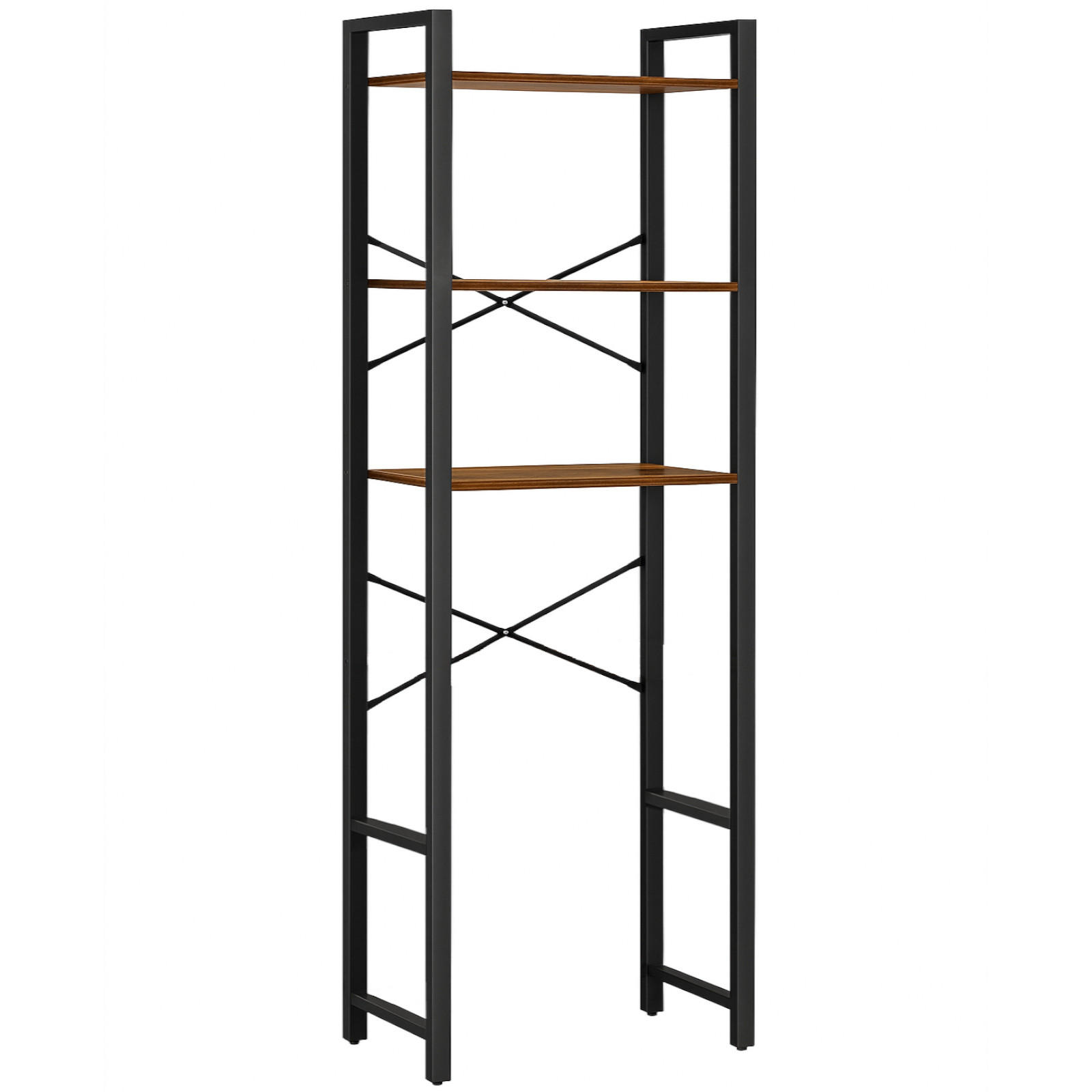 STANDREGAL Holzoptik Metall Dunkelbraun Schwarz für Waschmaschine 186×66×30 cm - Dunkelbraun/Schwarz, Holzwerkstoff/Metall (66/186/30cm) - Begryf