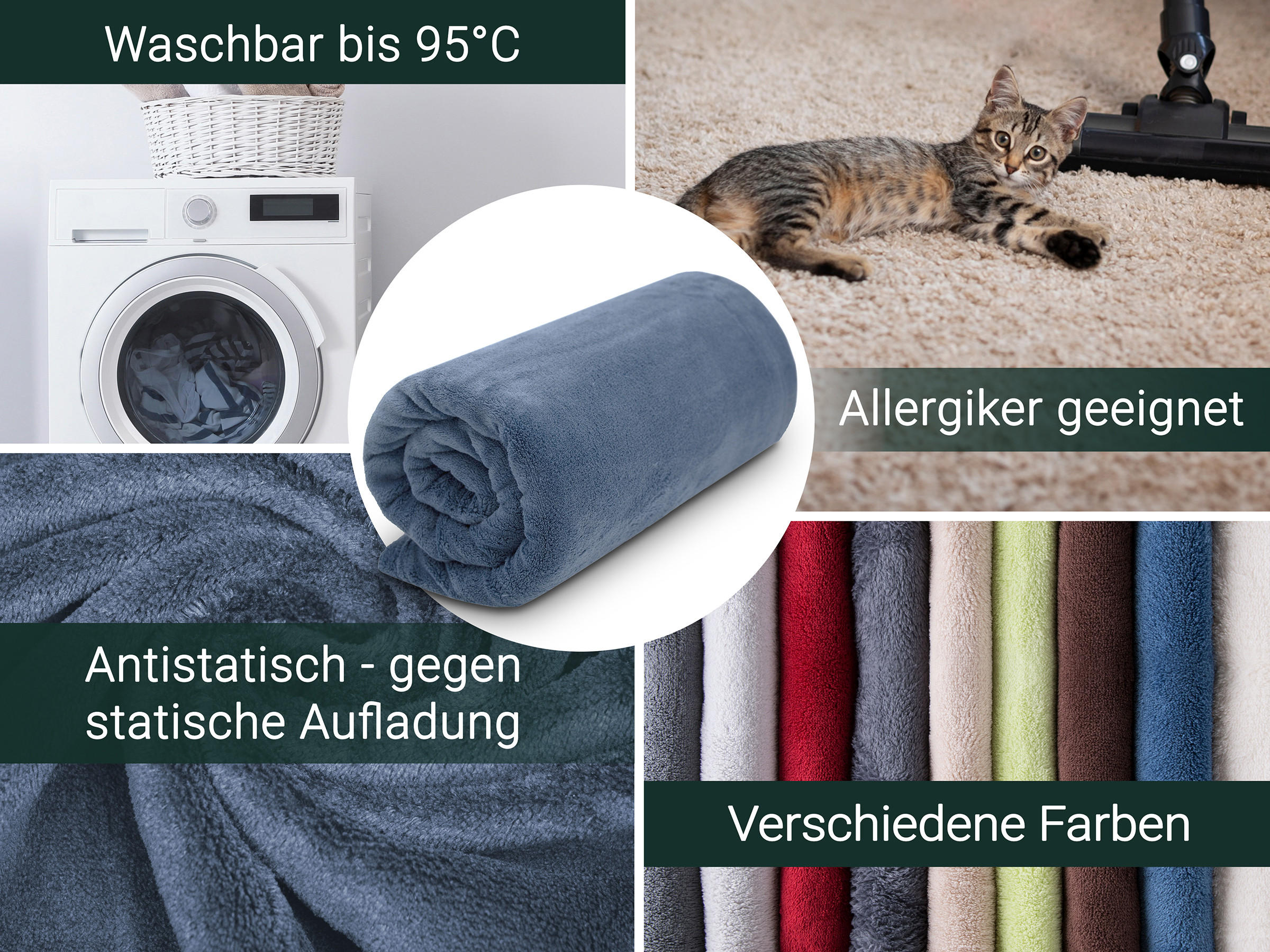 KUSCHELDECKE, 220x240 cm, 100% Polyester, Blau - Blaugrau, Textil (220/240cm) - Zollner