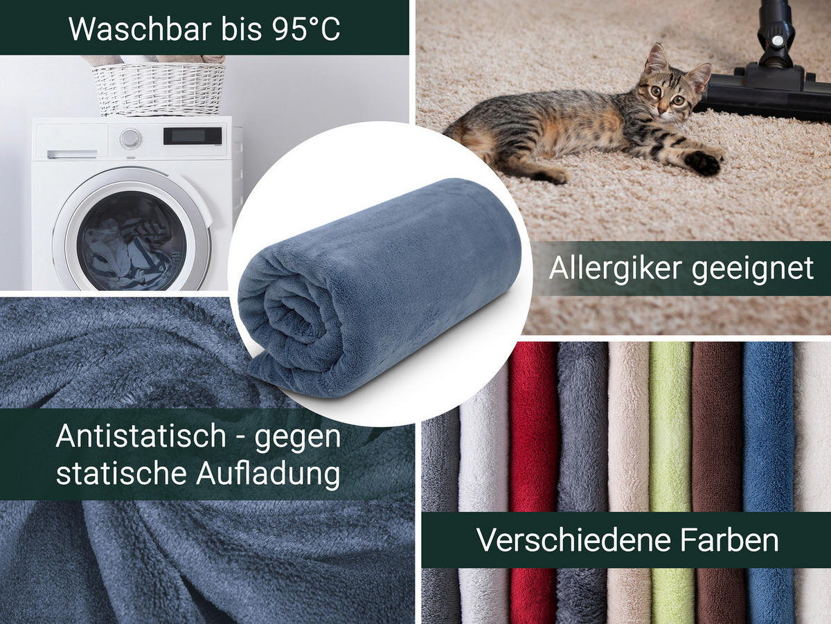 KUSCHELDECKE, 150x200 cm, 100% Polyester, Blau - Blaugrau, Textil (150/200cm) - Zollner