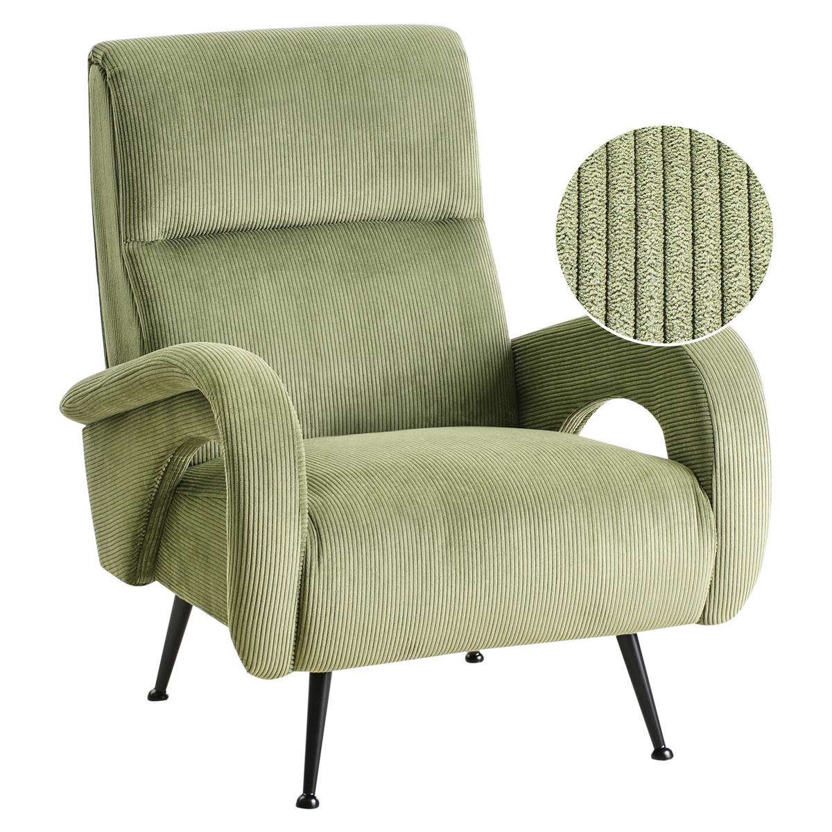 SESSEL Cord Grün Svalov - Grün, Textil (77/93/75cm) - Beliani