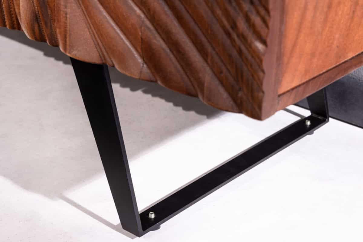 SIDEBOARD FLUID Akazie Braun 175cm - Schwarz/Braun, Holz/Metall (175/76/40cm) - riess-ambiente