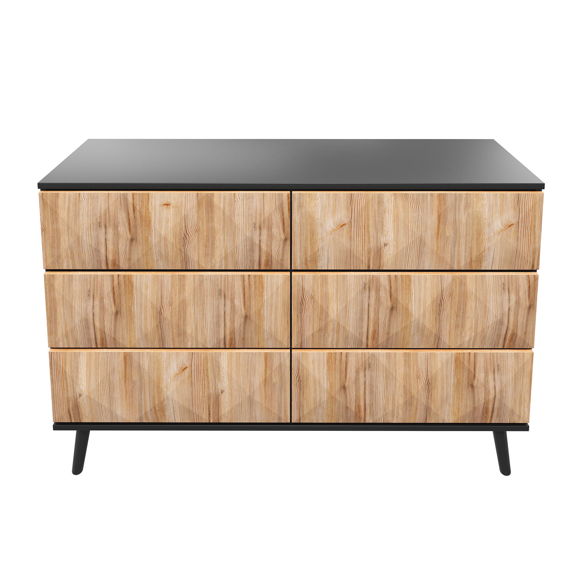 SIDEBOARD Schwarz Naturfarben 120/40/85 cm - Schwarz, Holzwerkstoff (120/85/40cm) - PANGIVO