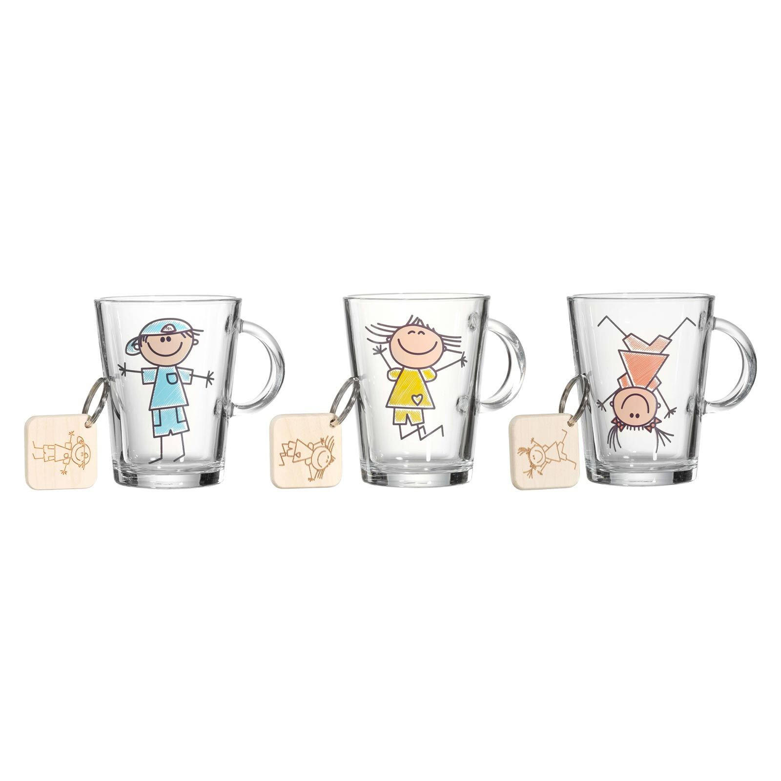 KINDERBECHER MIT SCHLÜSSELANHÄNGER Best Friends bunt 290 ml 3er Set - Multicolor, Glas (0.29L) - Ritzenhoff Breker
