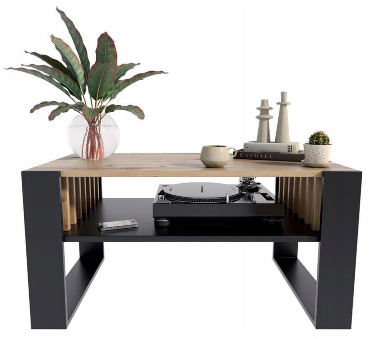 COUCHTISCH IGA Artisan Eiche-Schwarz 100/53,6/50 cm - Multicolor, Holzwerkstoff (53.6/100/50cm) - Matkam Möbel