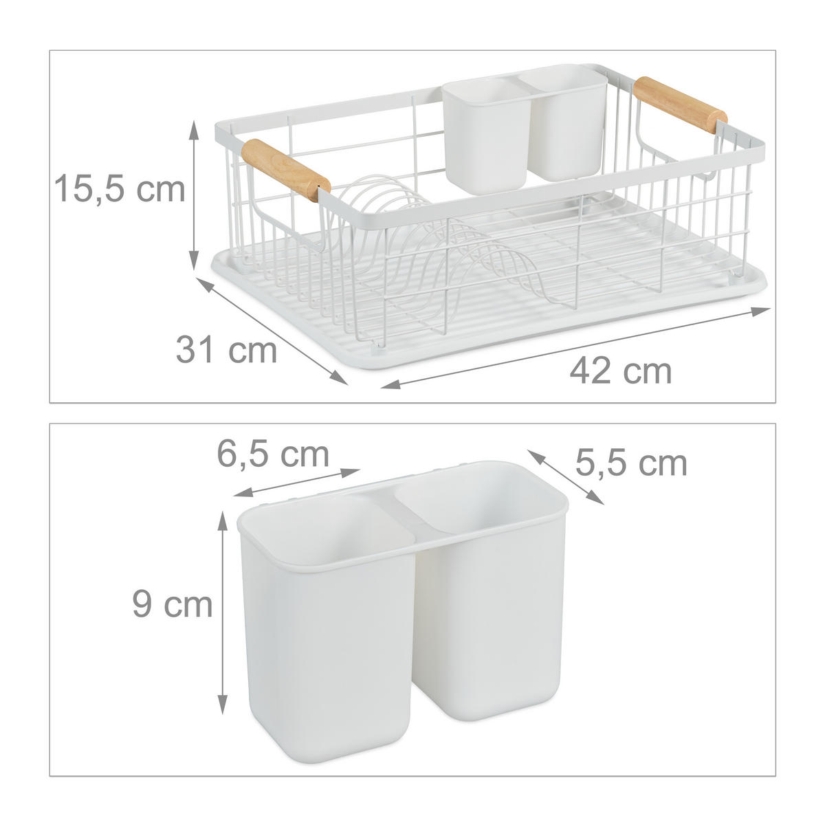 ABTROPFGESTELL - Weiß, Holz/Kunststoff (42/15.5/31cm) - Relaxdays