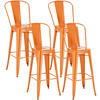 BARHOCKER Adnan, 4er Set, Orange - Orange, Metall (44/100/52cm) - TPFLiving
