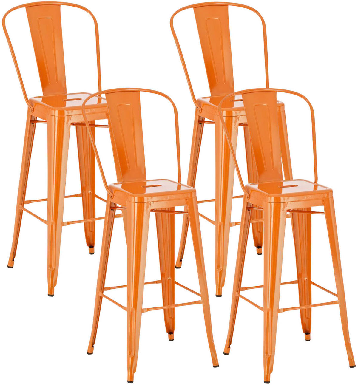 BARHOCKER Adnan, 4er Set, Orange - Orange, Metall (44/100/52cm) - TPFLiving