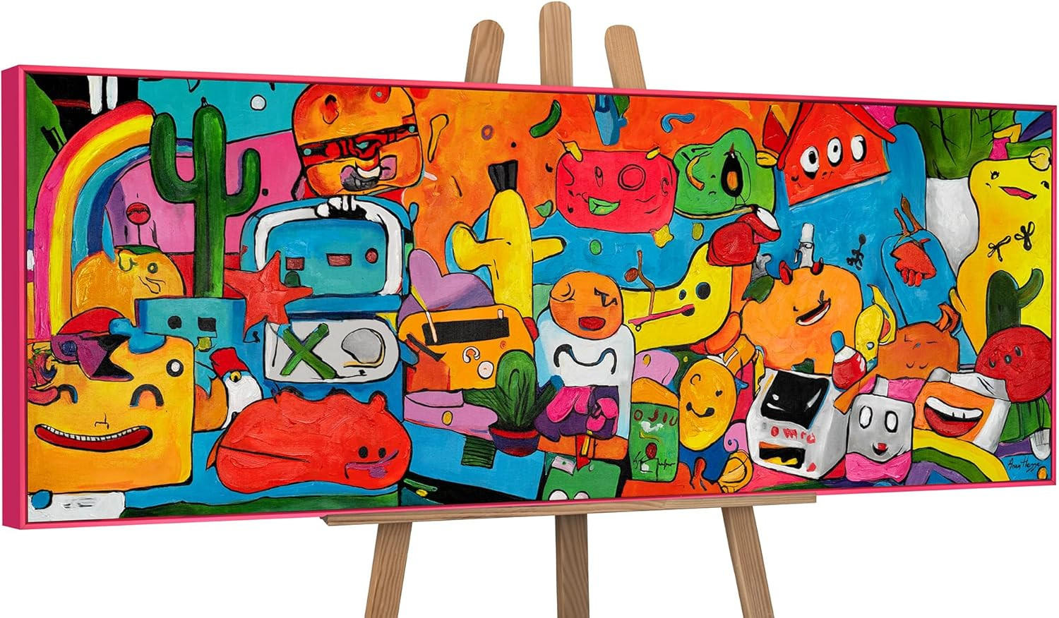 GEMÄLDE Farbenfrohe Welt Schattenfugenrahmen Pink 150x50 cm - Pink, Holz (150/50cm) - YS-art gallery