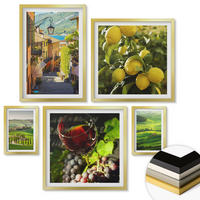 WANDBILDER 5er Set - 50x50 cm & 20x30 cm & 40x60 cm Goldrahmen - Italienische Landschaften, Zitrushügel - Goldfarben, Kunststoff (40/60cm) - ArtPrintCave
