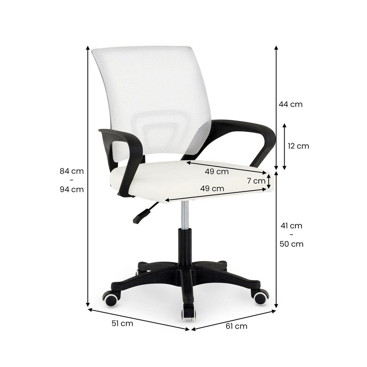 BÜRODREHSTUHL PHOENIX weiß - Weiß, Textil (61/94/51cm) - IDIMEX