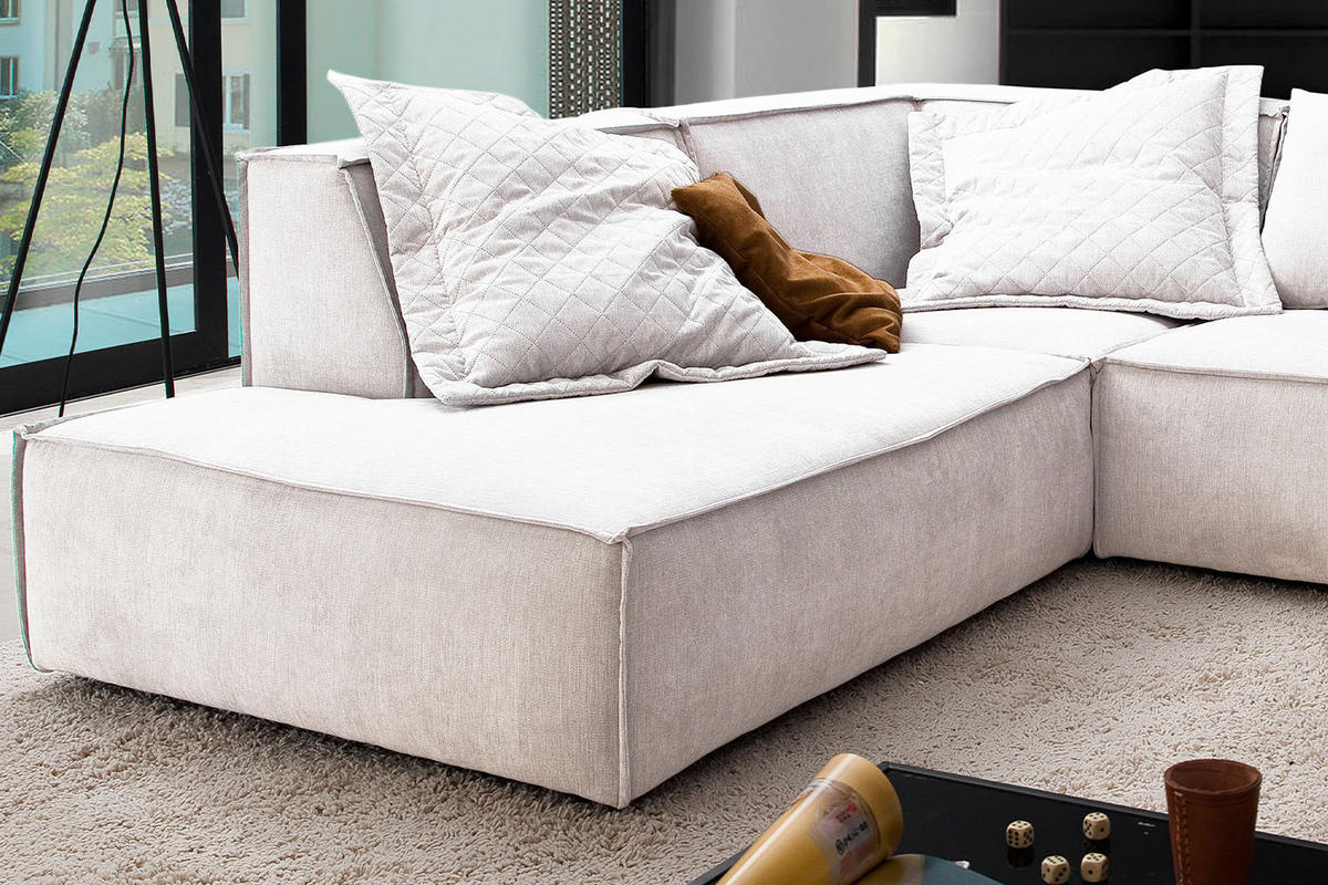 ECKSOFA SAMU Beige Webstoff - Beige/Schwarz, Textil (226/224cm) - KAWOLA