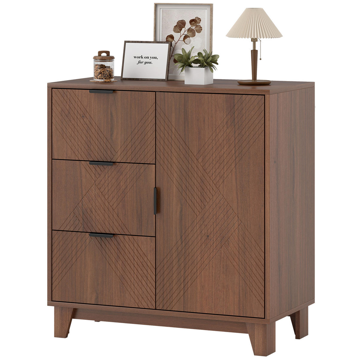 SIDEBOARD DE-11269 3 Schubladen Holzoptik Braun - Braun, Holzwerkstoff (75/80/39cm) - ComfortXL