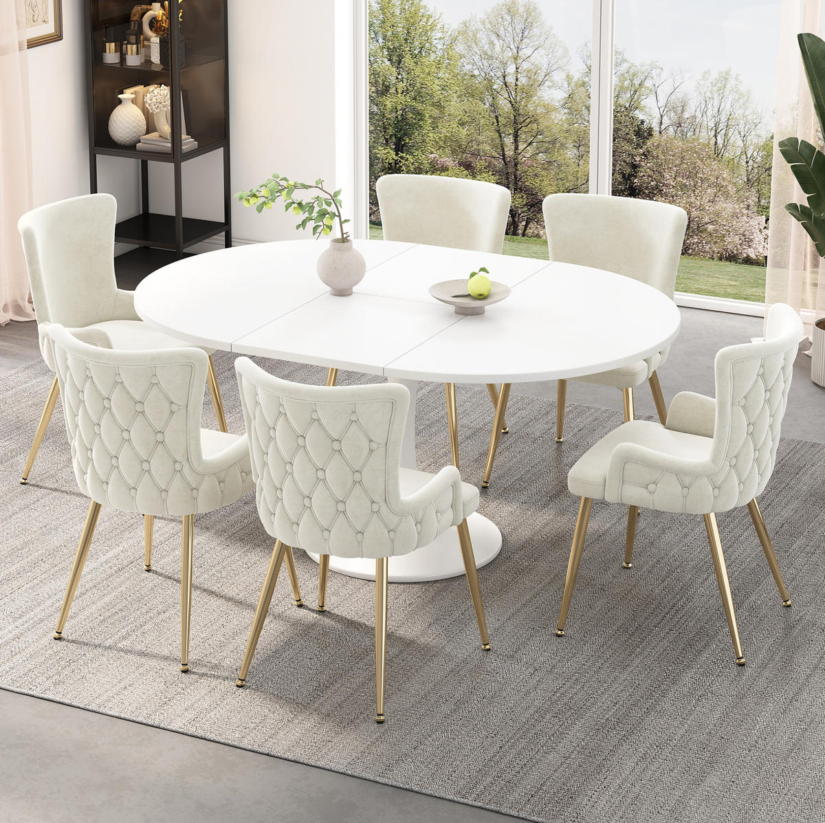 ESSZIMMERSTUHL 6er-Set Samt Beige mit Metallbeinen - Beige, Metall (47/85/49.2cm) - Meubliv