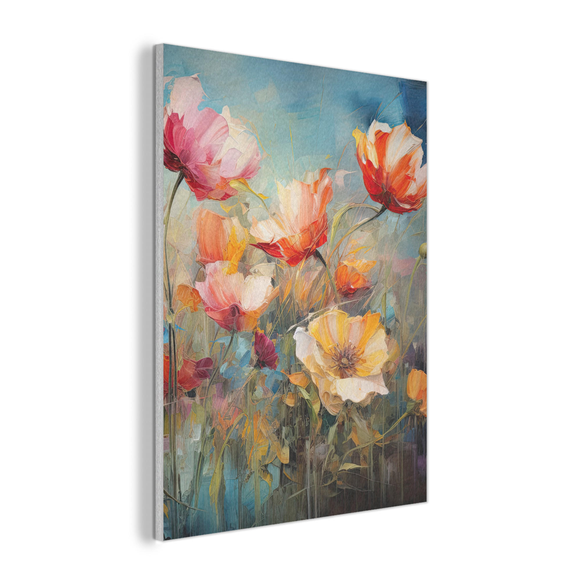 AKUSTIKPANEEL Blumen - Aquarell - Kunst - Botanisch - Natur 60x80 cm - Orange, Textil (60/0.9/80cm) - MuchoWow