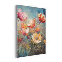 AKUSTIKPANEEL Blumen - Aquarell - Kunst - Botanisch - Natur 60x80 cm - Orange, Textil (60/0.9/80cm) - MuchoWow